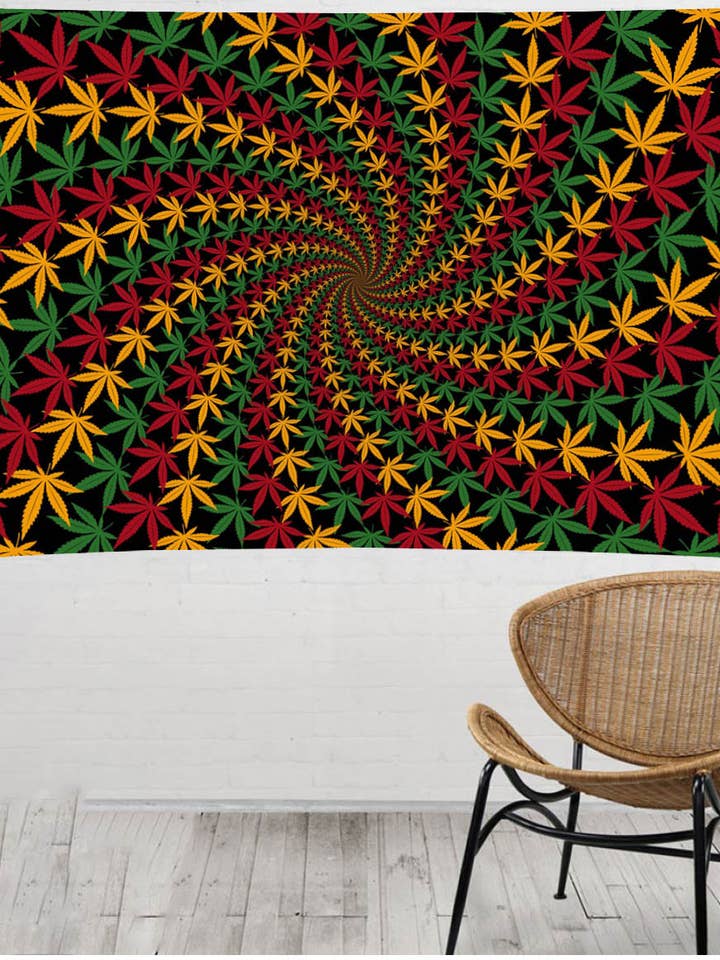 3D Tapestry Rasta Leaf Spiral Hanger Packaged Tapestries for wholesale by Sunshine Joy