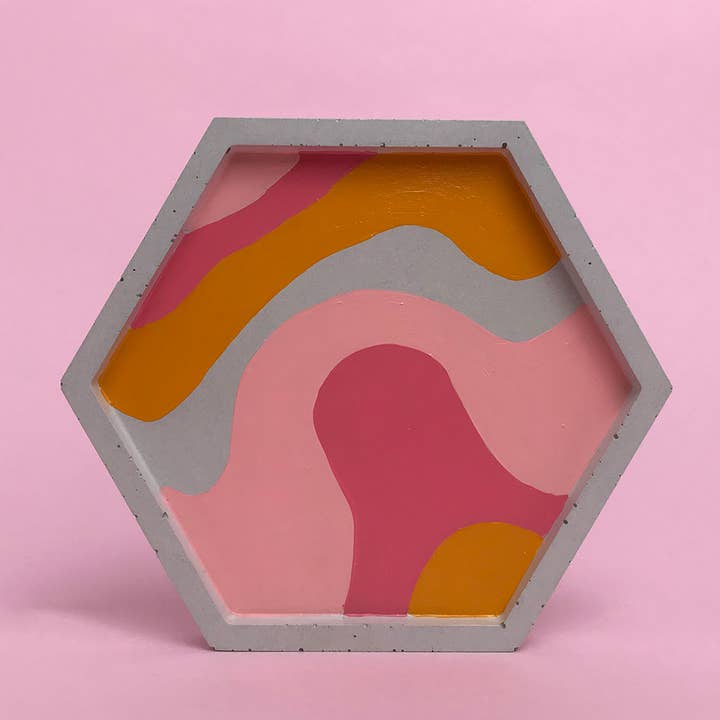 Hexagon patterned trinket dish for wholesale by Anie Studio