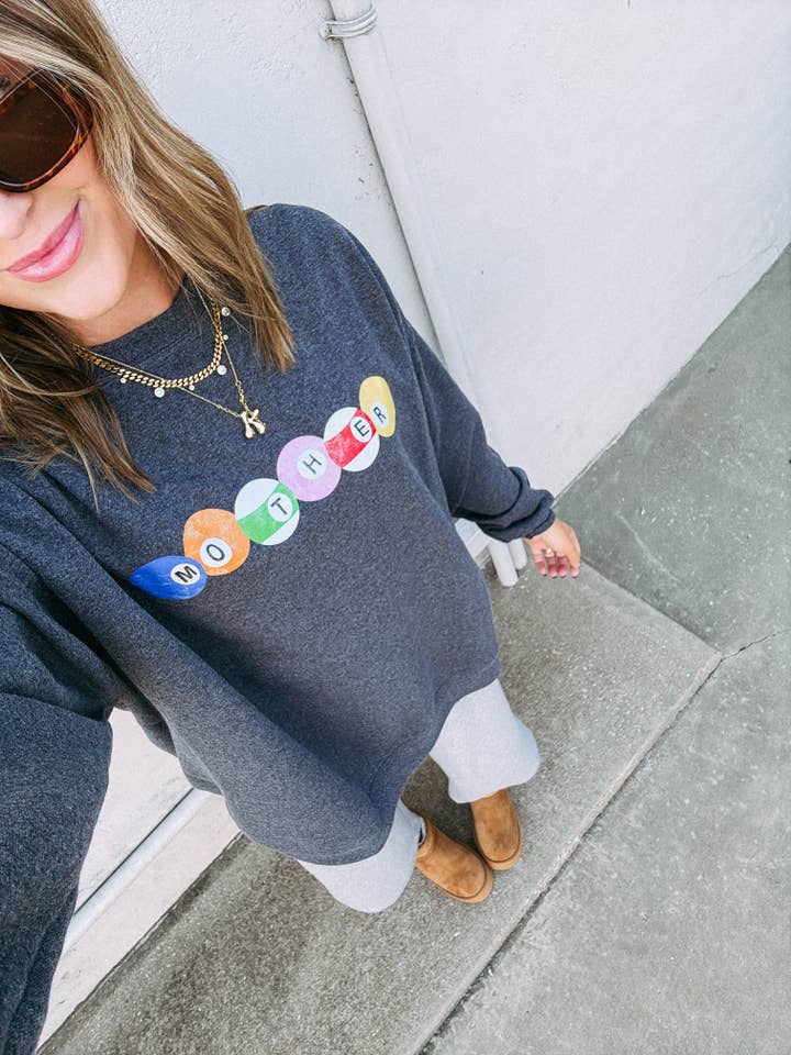 8 balls mother sweatshirt - hanes / charcoal for wholesale by ETTA & EAST