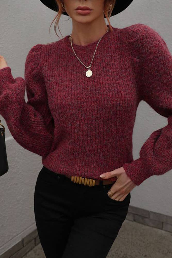 UNISHE - Wholesale Knit Sweater - Women's - Plain Puffy Sleeves Pullover Sweaters MY0198