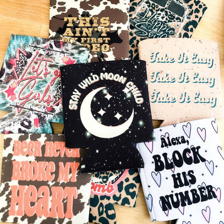 Koozies pour la vente par Peach Tree Textile + Trends
