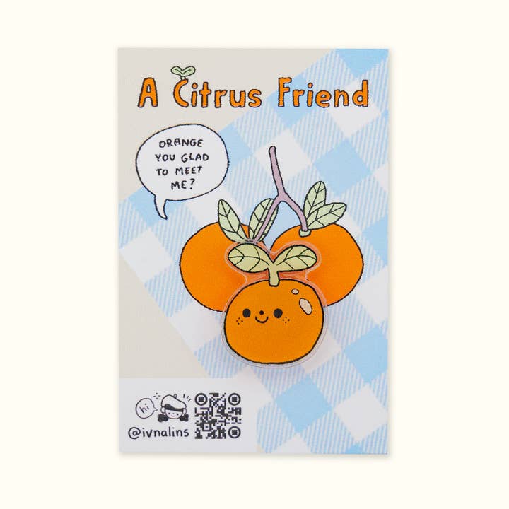 Cute Orange Enamel Pin – Summer Smiling Fruit for wholesale by Ivna Lins