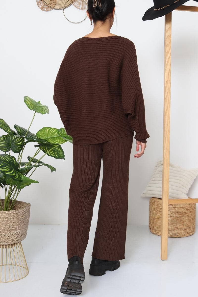DIX-ONZE - Wholesale Top & Pant Set (NOT Loungewear) - Women's - Ribbed Fine Knit Set – Oversized Sweater & Wide-Leg Pants22