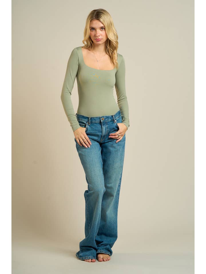 ANWND - Wholesale Bodysuit - Women's - 53718 - SQUARE NECK LONG SLEEVES SEAMLESS BODYSUIT 20