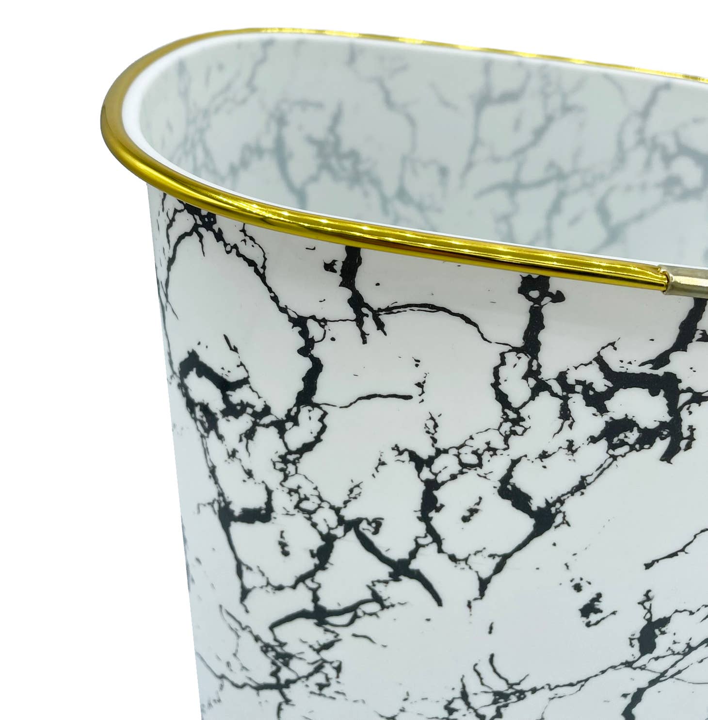 home mart goods - Wholesale Bathroom Trashcan - 10" Black White Marble Look Plastic 1.7 Gallon Trash Can9
