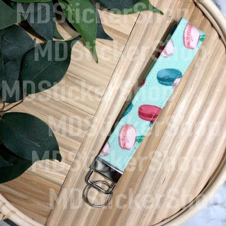 Macaroon Print Fabric Keychain for wholesale by MDStickerShop