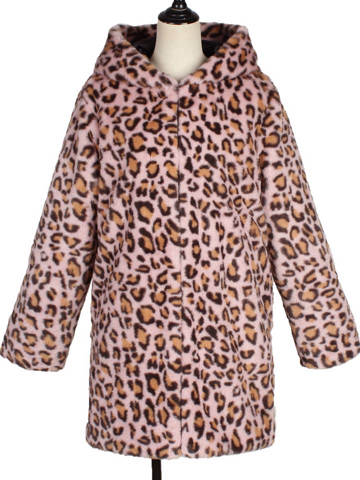 HIDDENBRAND - Wholesale Fur/Faux Fur Coat - Women's - Leopard faux fur coat plush coat
