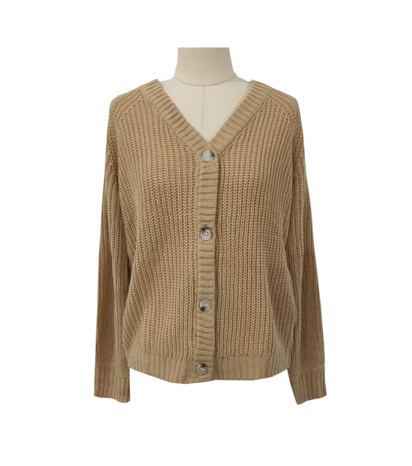 Rosa Clothing - Wholesale Cardigan - Women's - Women Knit Cardigan Loose Fit Button Down Fall Sweater4