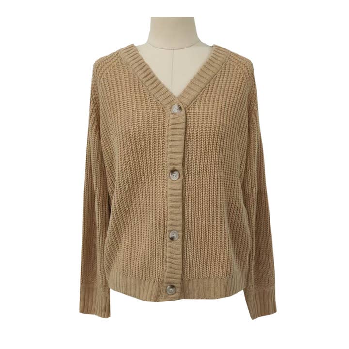 Rosa Clothing - Wholesale Cardigan - Women's - Women Knit Cardigan Loose Fit Button Down Fall Sweater4