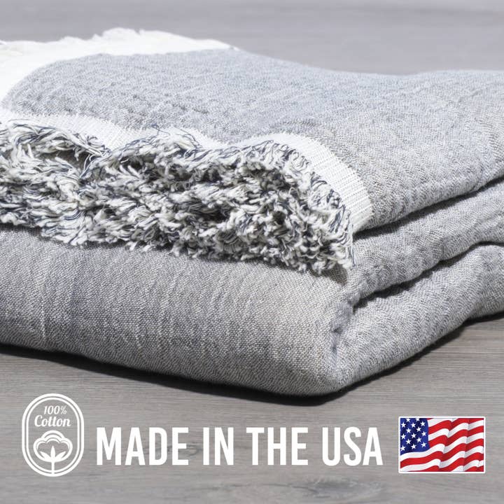 100% Cotton Reversible Muslin Throw Blankets for wholesale by Country Cottons