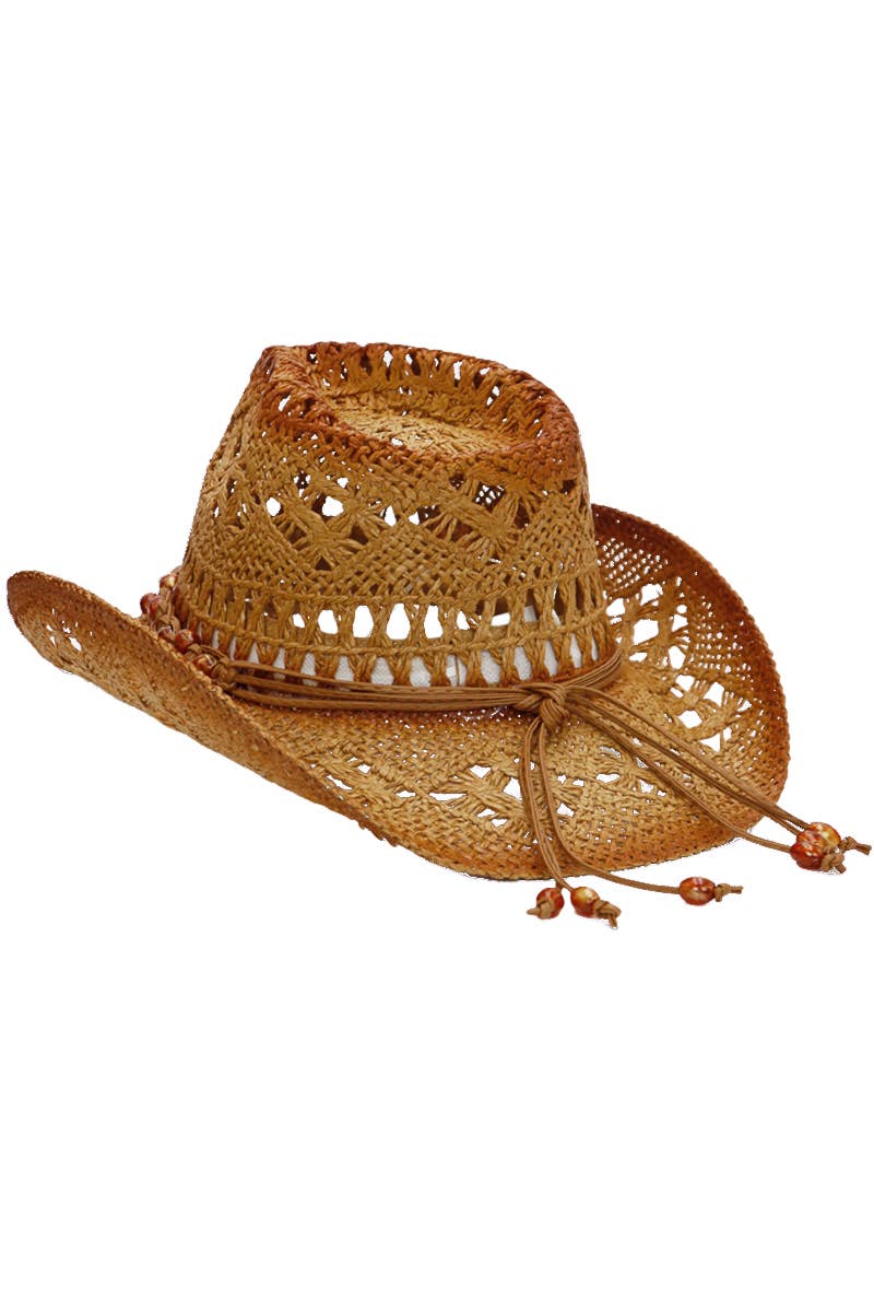 Cap Zone - Wholesale Cowboy Hat - Women's - Beaded Crochet Crushable Straw Cowboy Hat17