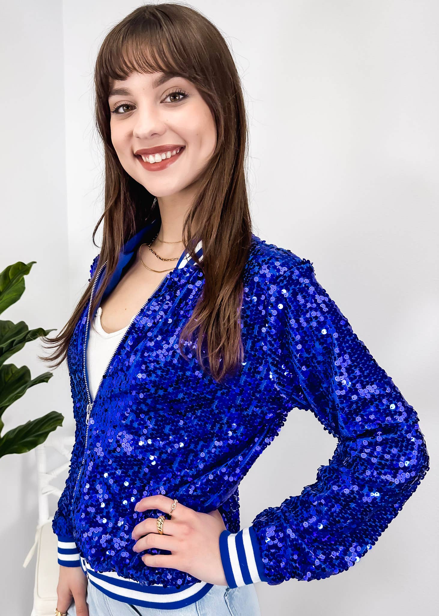 Anna Kaci Wholesale - Wholesale Varsity/Baseball Jacket - Women's - Striped Metallic Sequin Varsity Jacket61