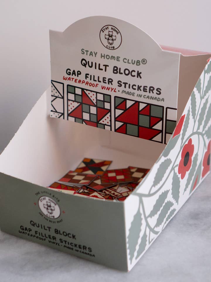 Quilt Block Klistermærker | Detaildiskboks med 200 klistermærker for engroshandel hos Stay Home Club