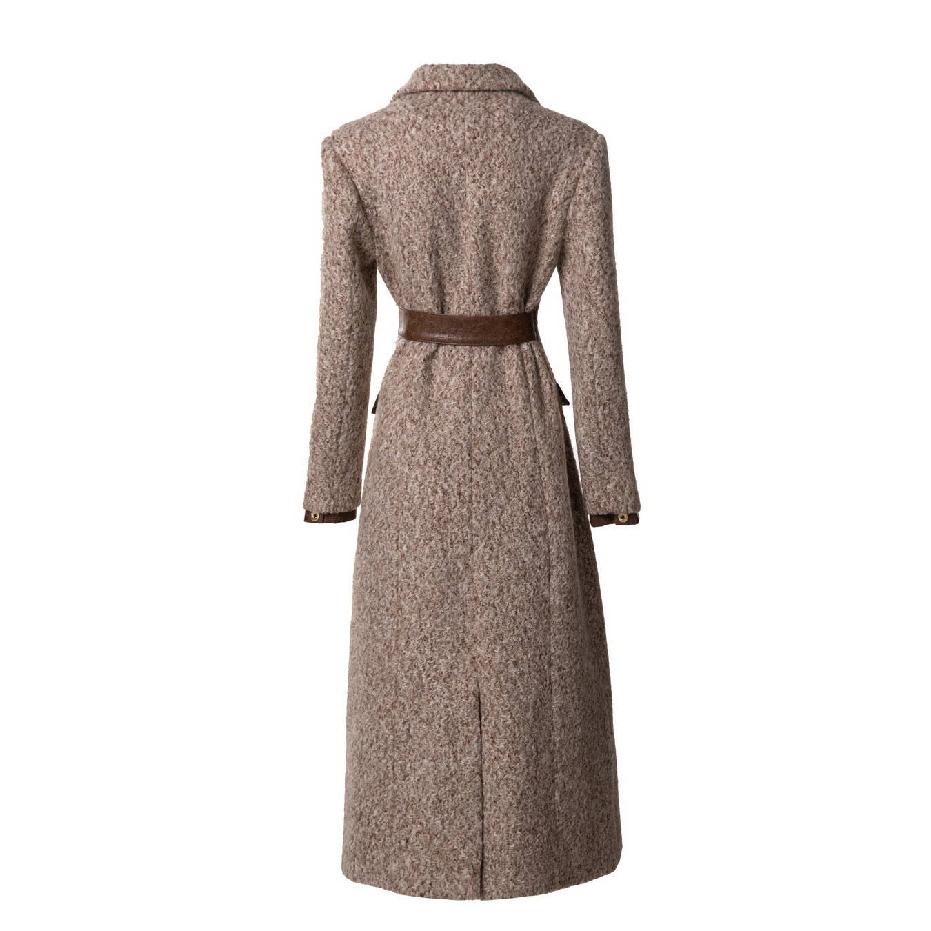 Color as pictures CT82L Women's Long Winter Coat with Wool & PU Leather for wholesale on Faire1
