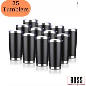 Pixiss Stainless Steel Tumblers Bulk 25-Pack 20oz Double Wall Vacuum  Insulated
