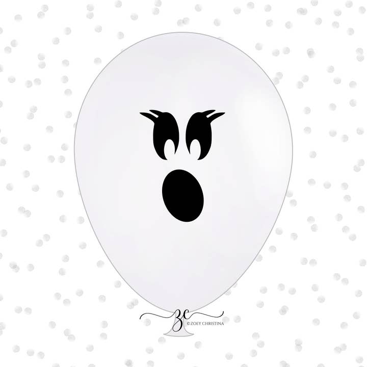 Zoey Christina - Wholesale Balloon - Halloween 12 Inch Ghost Face Print Latex Balloon0