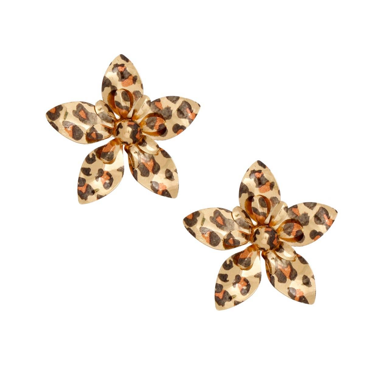 Stud Gold Leopard Fierce 3D Flower Earrings Women for wholesale on Faire1
