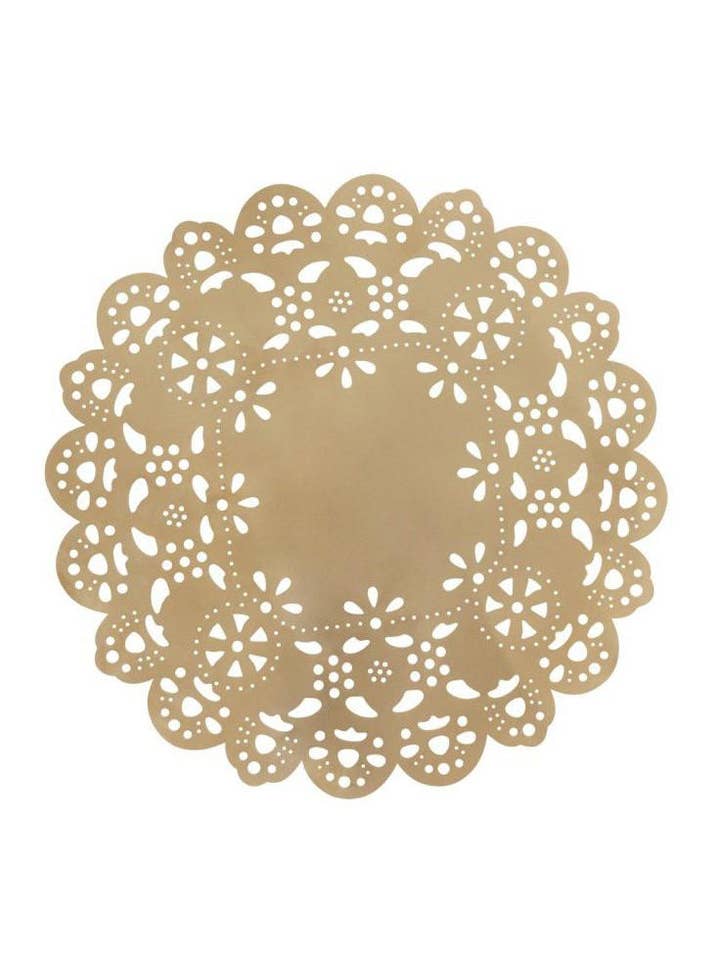 Rose Gold Eyelet Brass Placemat Charger for wholesale by Ariana Ost