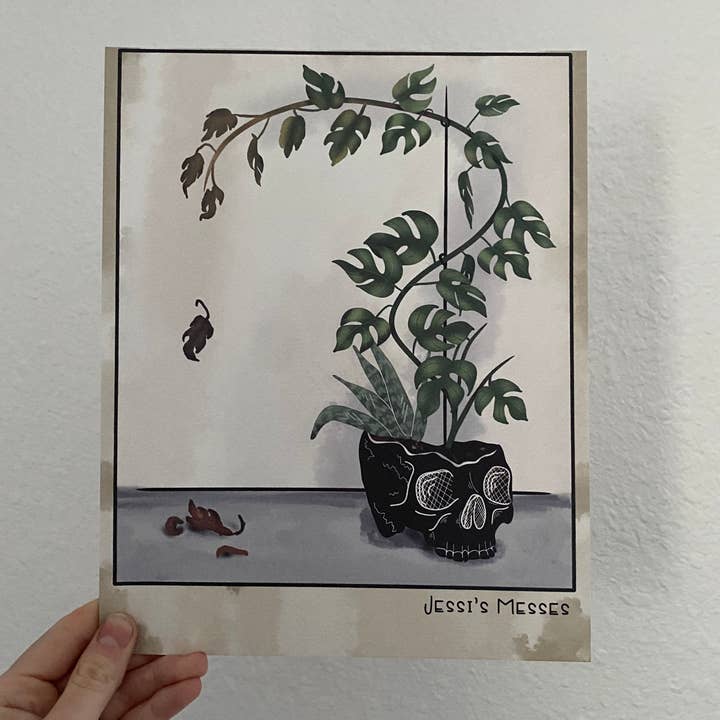 Jessi's Messes - Wholesale Art Print - Skull Planter Art Print3