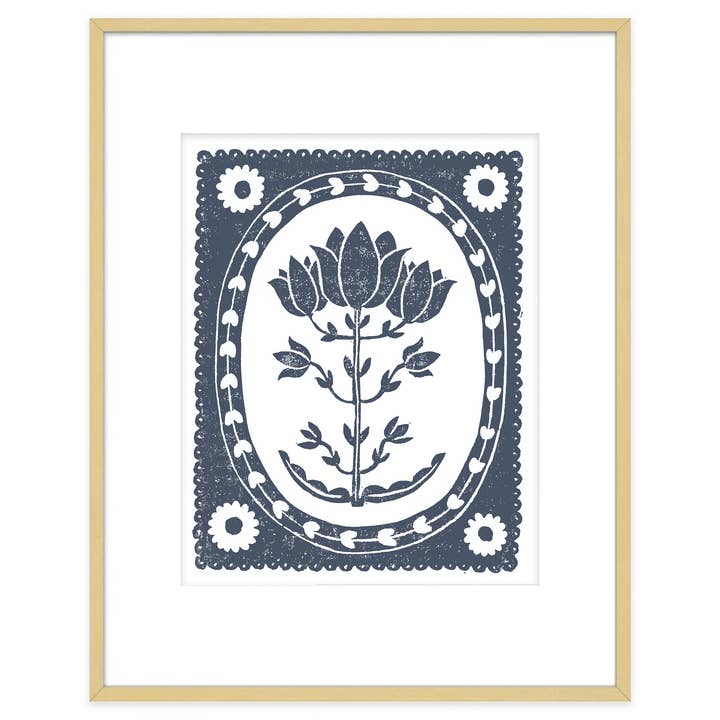 Navy Blue & White Tulip Art Print Botanical Decor for wholesale by The Prints Princess