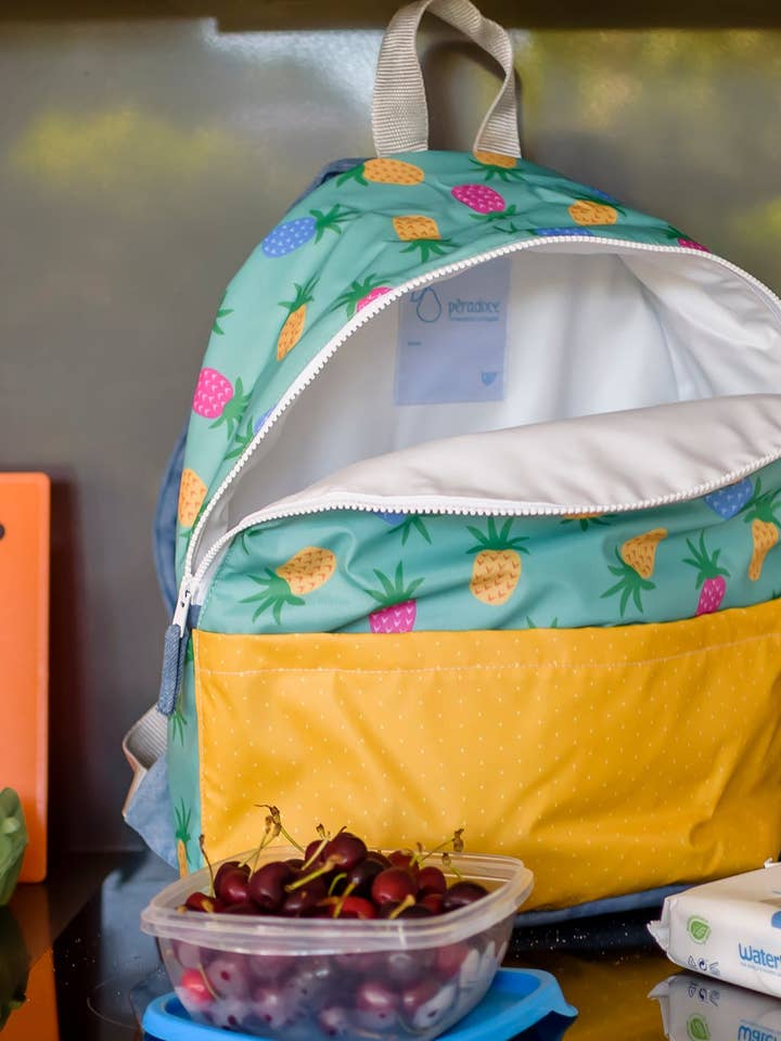 Zaino termico L verde ananas con puntini gialli per la vendita all'ingrosso da parte di Pêra Doce