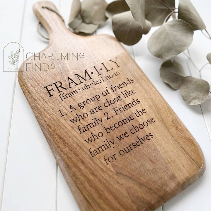 Acacia Saying Cutting Board for wholesale by Charming Finds