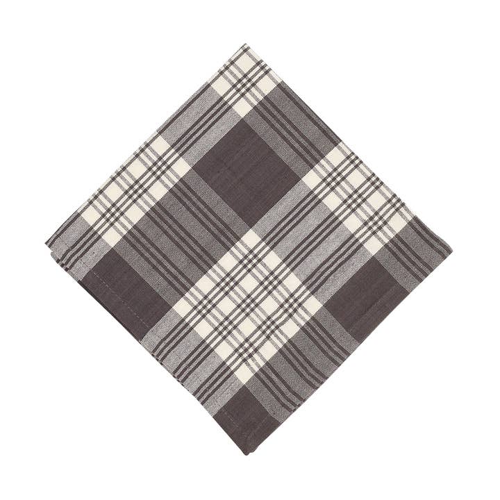Accent Linen – wholesale Dinner & cloth napkin – Napkins Pattern - Stone Grey Plaid0