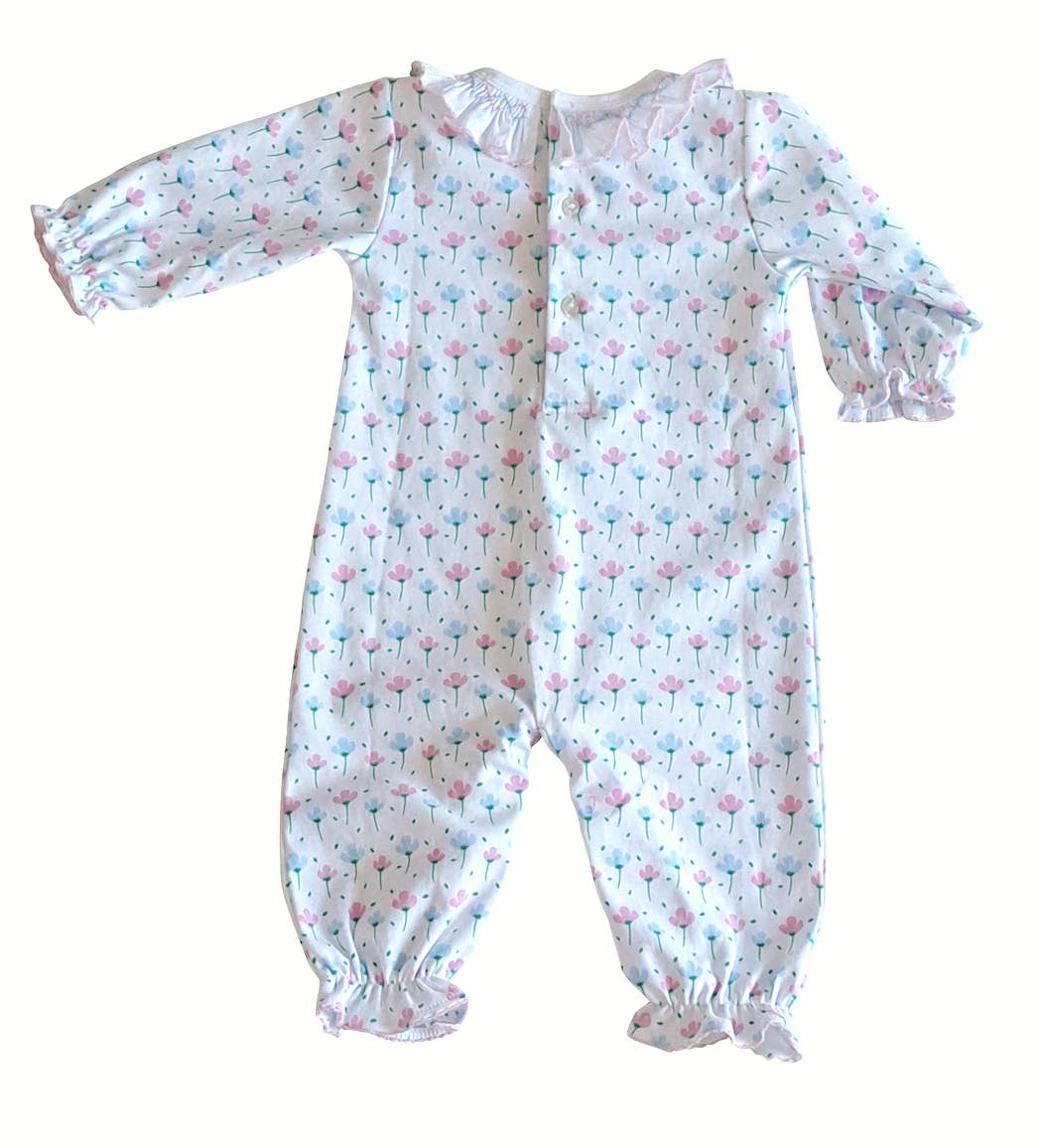 Baby Threads - Wholesale Jumpsuit - Baby - Hand smocked Spring flowers converter  Pima Cotton2