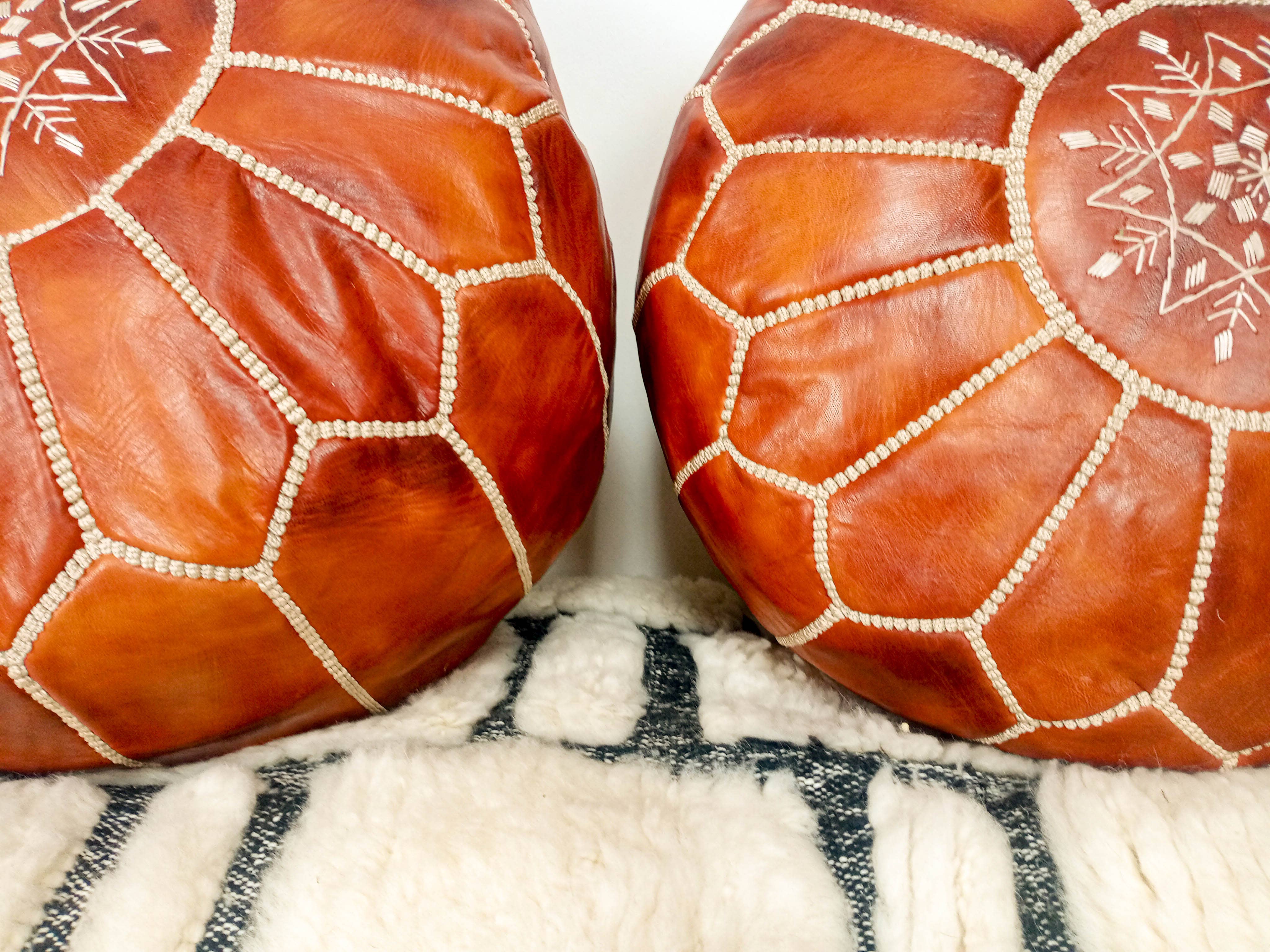 BohoVibeCraft - Wholesale Pouf - SET OF 2 Moroccan Leather Pouf Ottoman Moroccan footrest3
