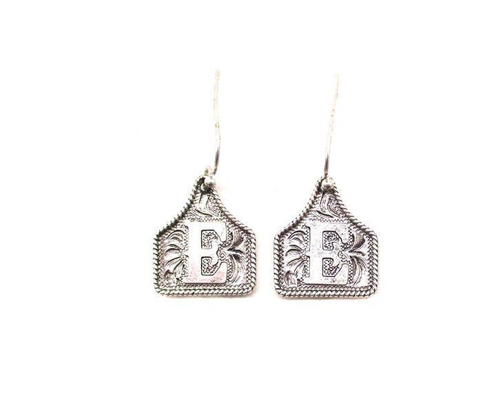 Snowing West - Wholesale Dangle Earrings - WESTERN ETCHED CATTLE TAG INITIAL EARRINGS4