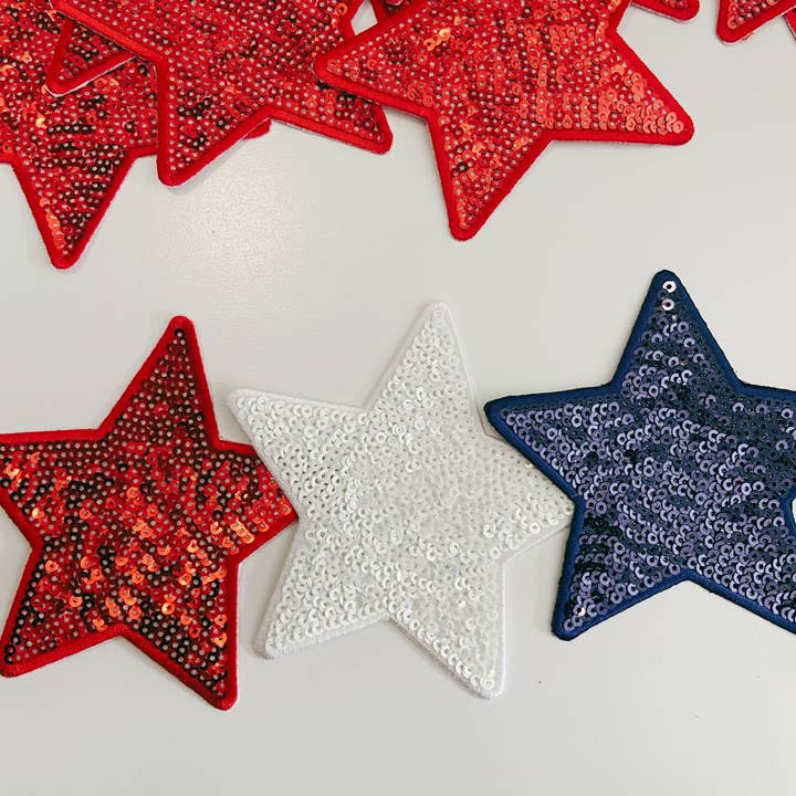 10,2 cm großer marineblauer Stern — mit Pailletten bestickter Hutaufnäher für den Großhandel von TEELUX
