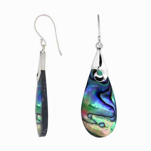 AE-1085-AB Sterling Silver Drop Earrings with Abalone Shell – Handcrafted Bali Wholesale Jewelry for wholesale by Bali Designs