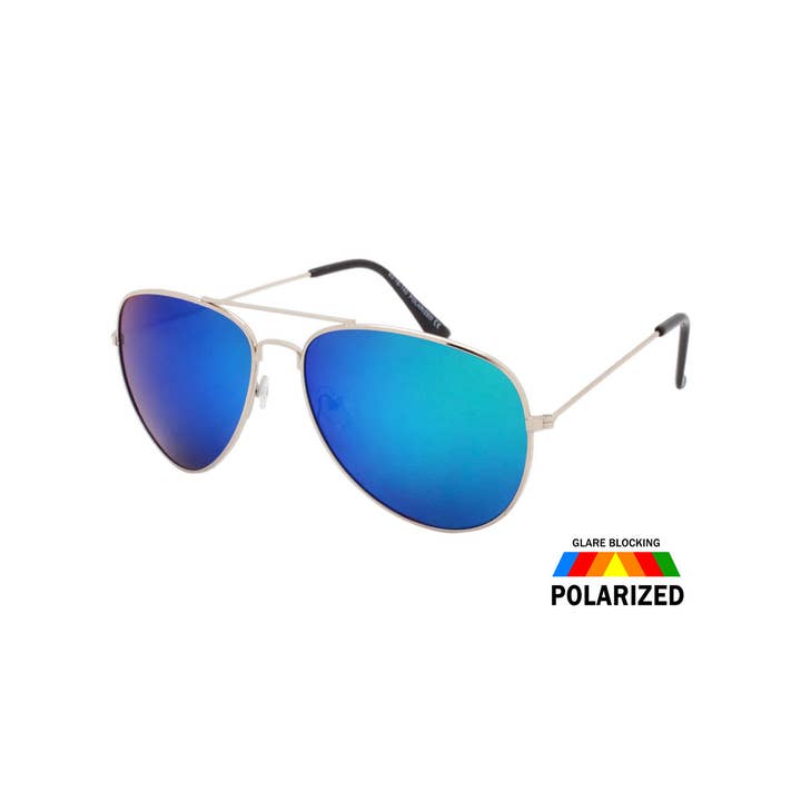 Shark Eyes, Inc - Wholesale Sunglasses - Unisex - Polarized Aviator Sunglasses Color Mirror Lens Assorted Look