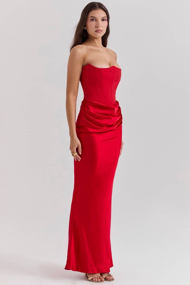 NINEXIS - Wholesale Dress - Women's - CWDMD5492_STRAPLESS BONED FITTED SOLID COLOR MERMAID DRESS8
