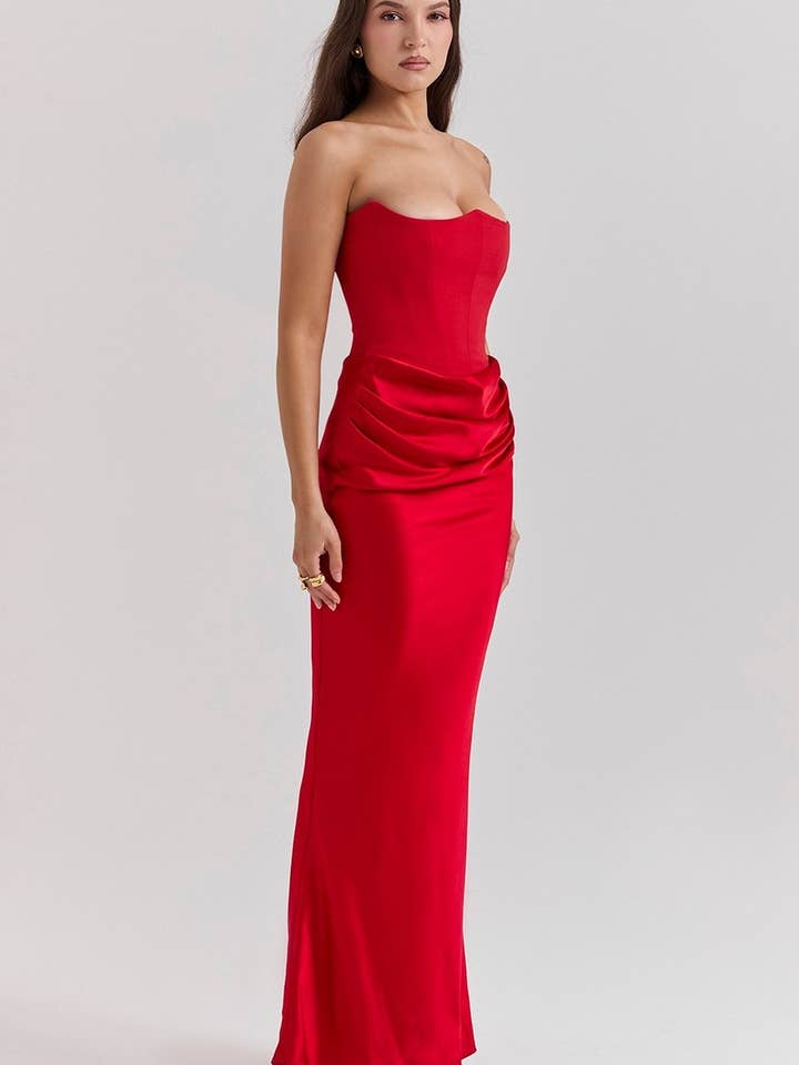 NINEXIS - Wholesale Dress - Women's - CWDMD5492_STRAPLESS BONED FITTED SOLID COLOR MERMAID DRESS8