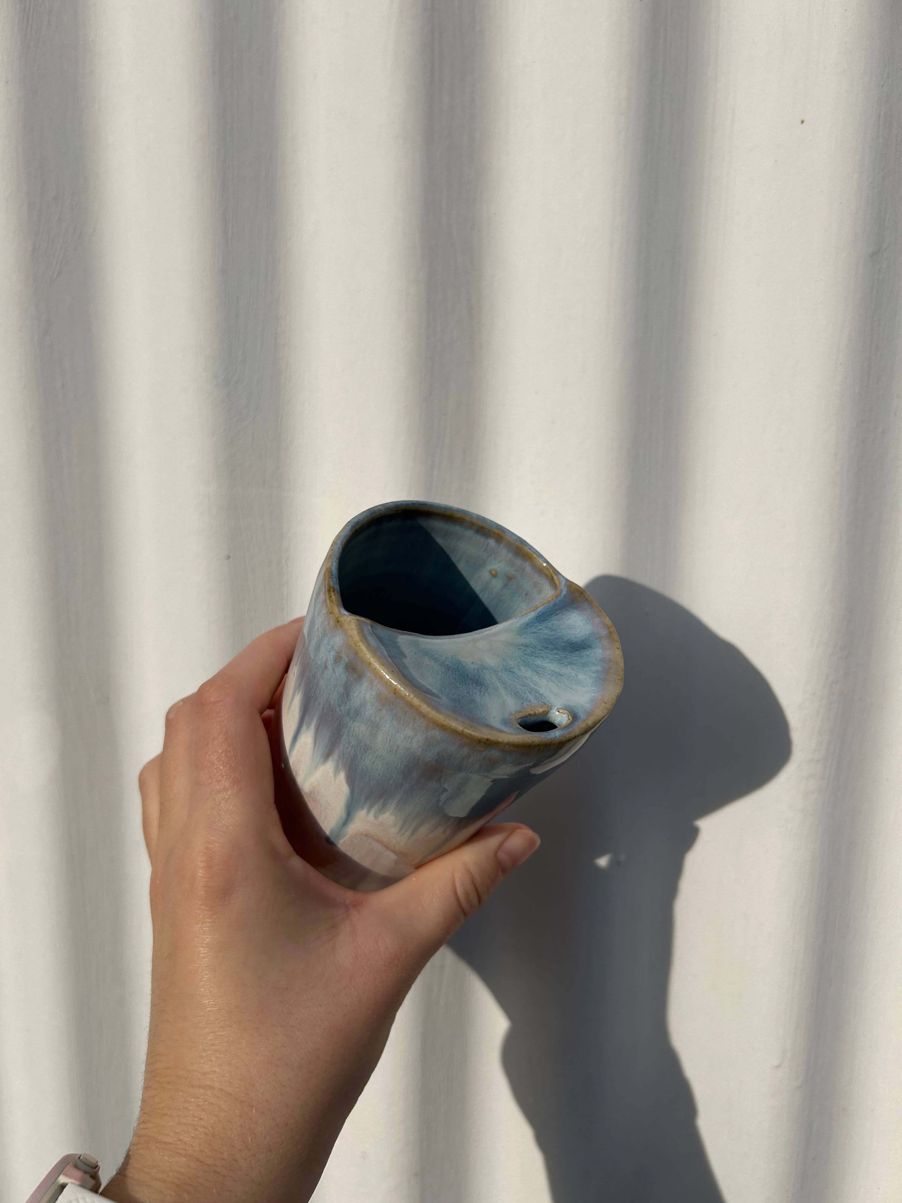 Fernweh Pottery – wholesale Insulated mug/tumbler – Handmade Ceramic Espresso Travel Keep Cup - Blue Ocean3