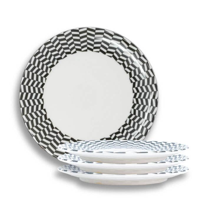 Black & White Chevron Dinner Plate Set of 4 for wholesale by Elizabeth Sutton Home