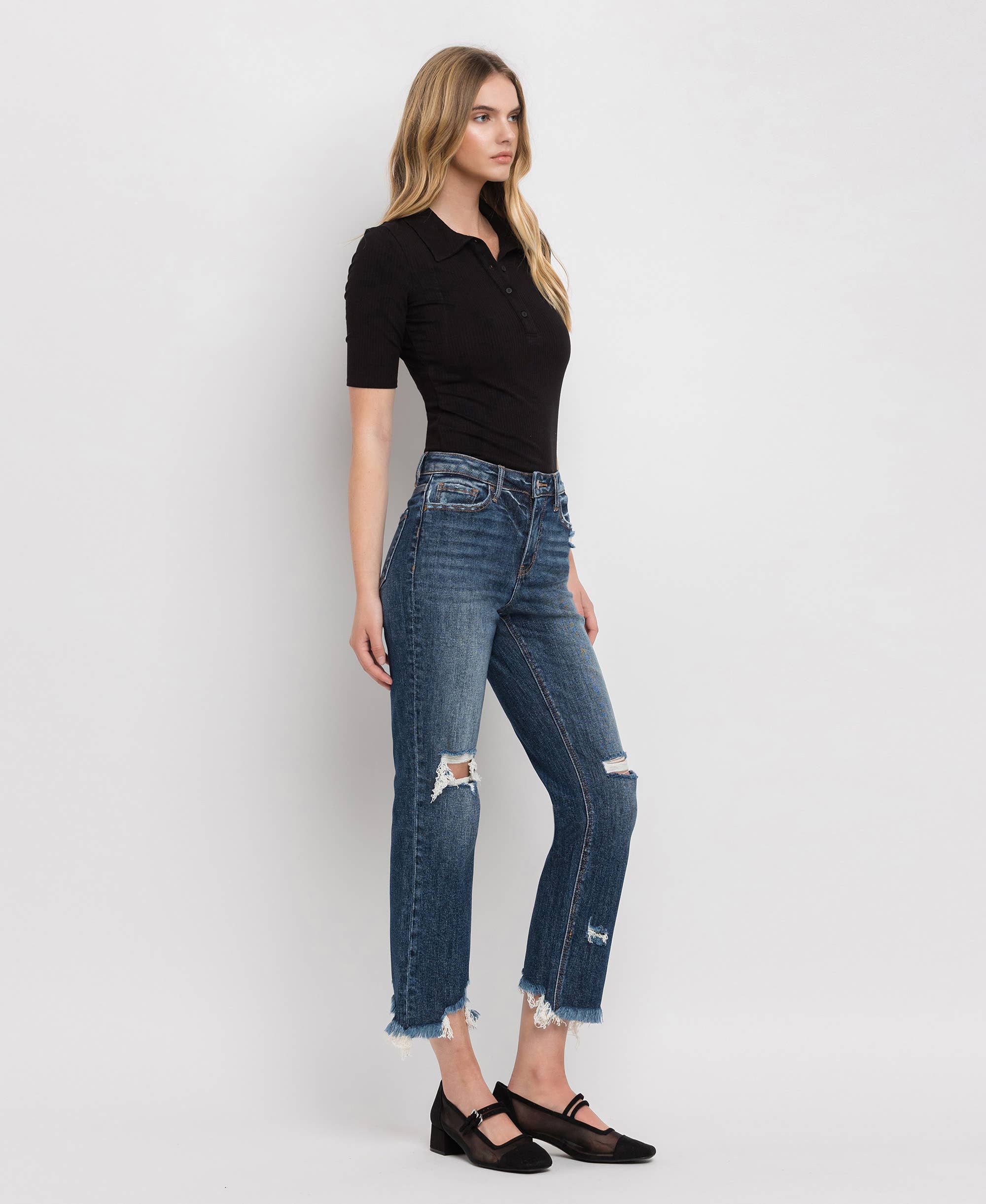 Suffice HIGH RISE CROP STRAIGHT JEANS LV1008 for wholesale on Faire7