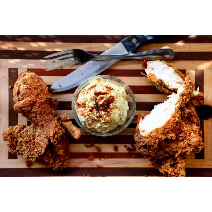 Multi Color Southern Fried Chicken and Potato Salad Photo Art Print Poster for wholesale on Faire