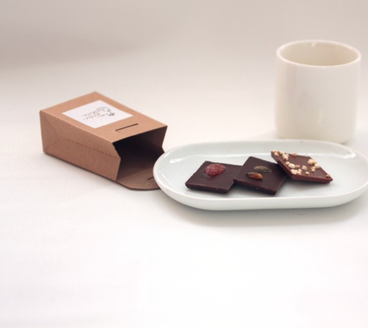 Mon jardin chocolaté - Vente Boîtes de chocolats - Boîte de 3 mini tablettes bio1