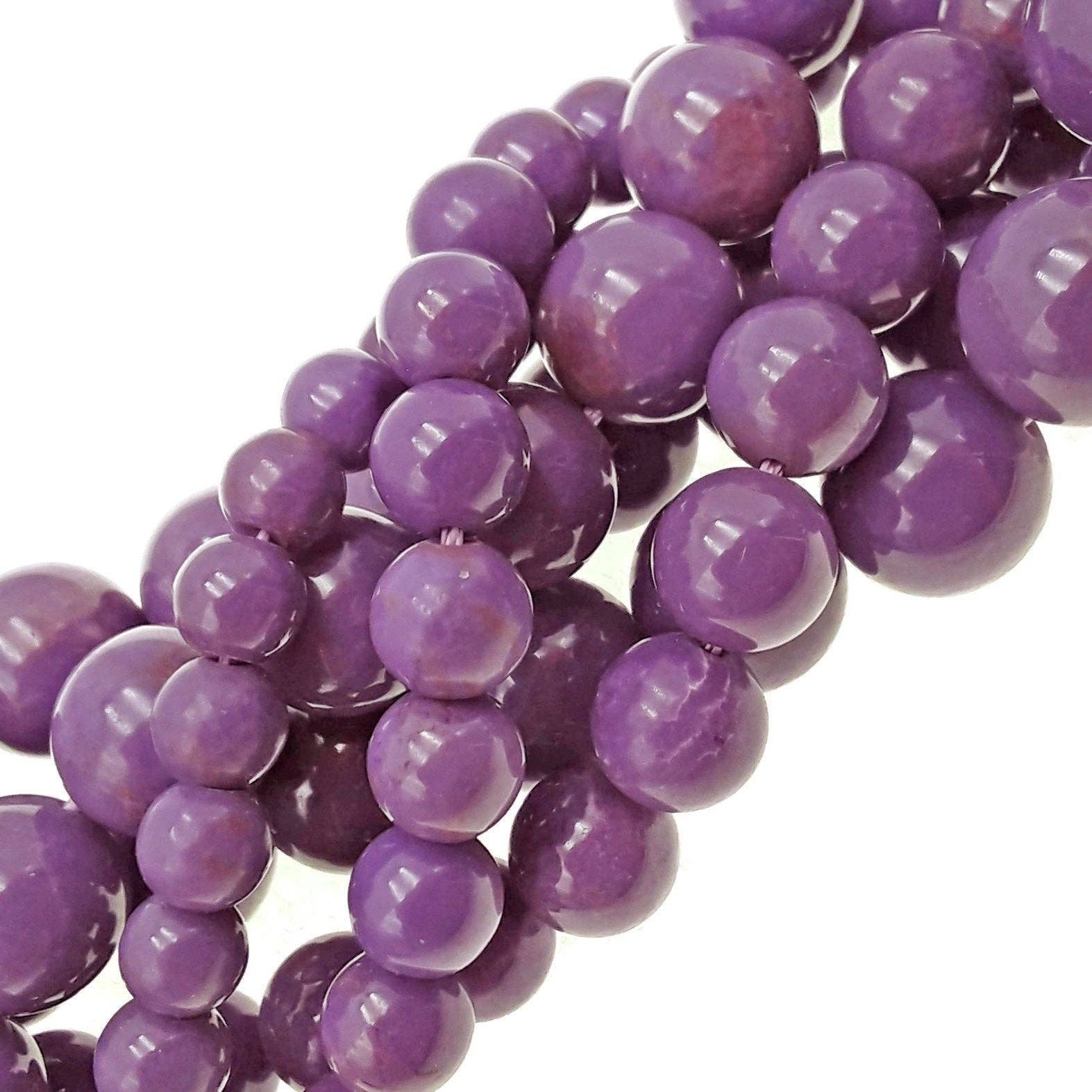 CRCBEADS - Wholesale Beads - Purple Phosphosiderite Smooth Round Beads 6mm 7mm 8mm 9mm 10mm 12mm 15.5" Strand1