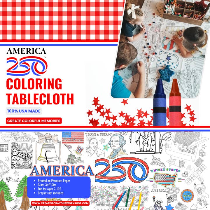 America 250 Coloring Tablecloth for wholesale by Creative Crayons Workshop