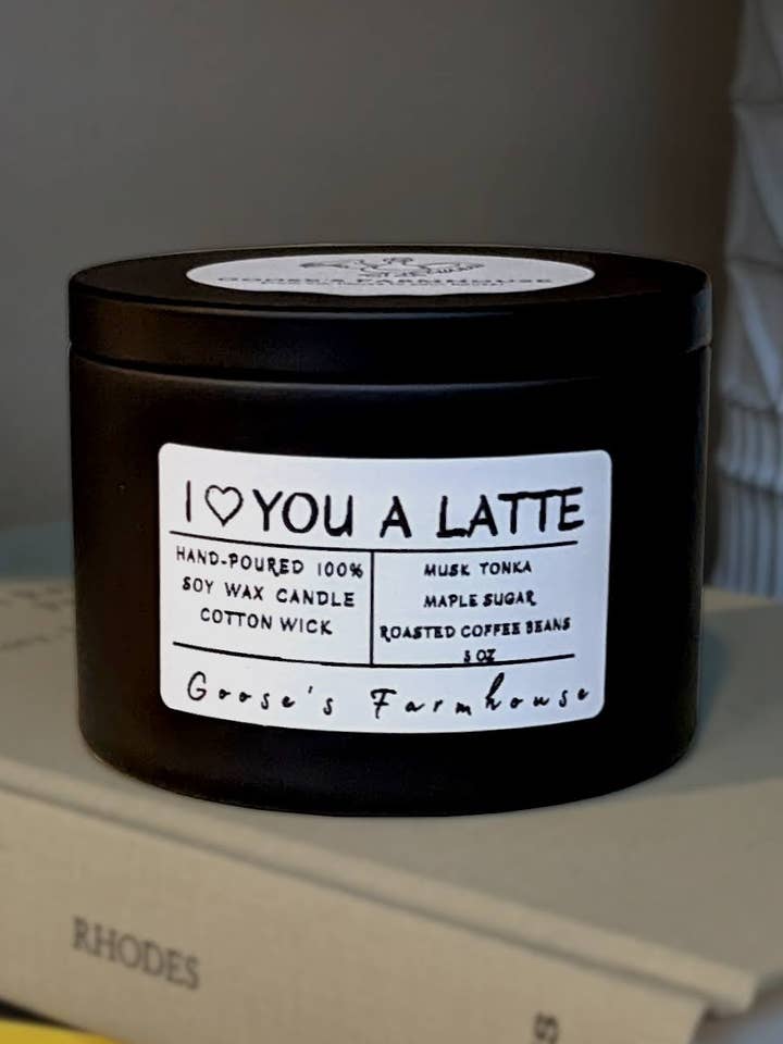 I Love You A Latte - Bougie végétalienne à la cire de soja 100% naturelle pour la vente par GOOSE'S FARMHOUSE