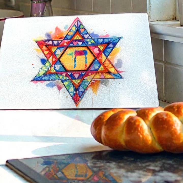 Star Of David Chai Judaica Cutting Board Challah Board for wholesale by Resinate By KS / by KRISTIN SMITH