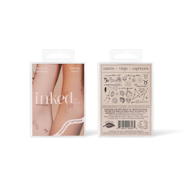 INKED by Dani - Wholesale Temporary Tattoo - Zodiac Collection: Earth Signs Temporary Tattoo Pack