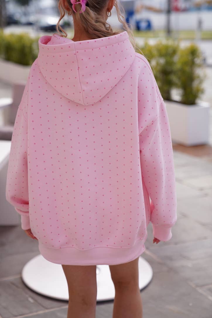 Sunkissed Coconut - Wholesale Hoodie - Women's - Light Pink Polka Dot Hoodie 100% Cotton18