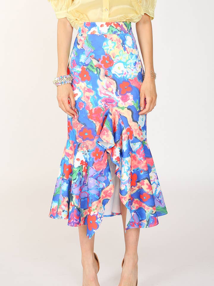 Multi Paint Trykt Asymmetrisk Hem Lang Nederdel
MC5027 for engroshandel hos Beulah Style