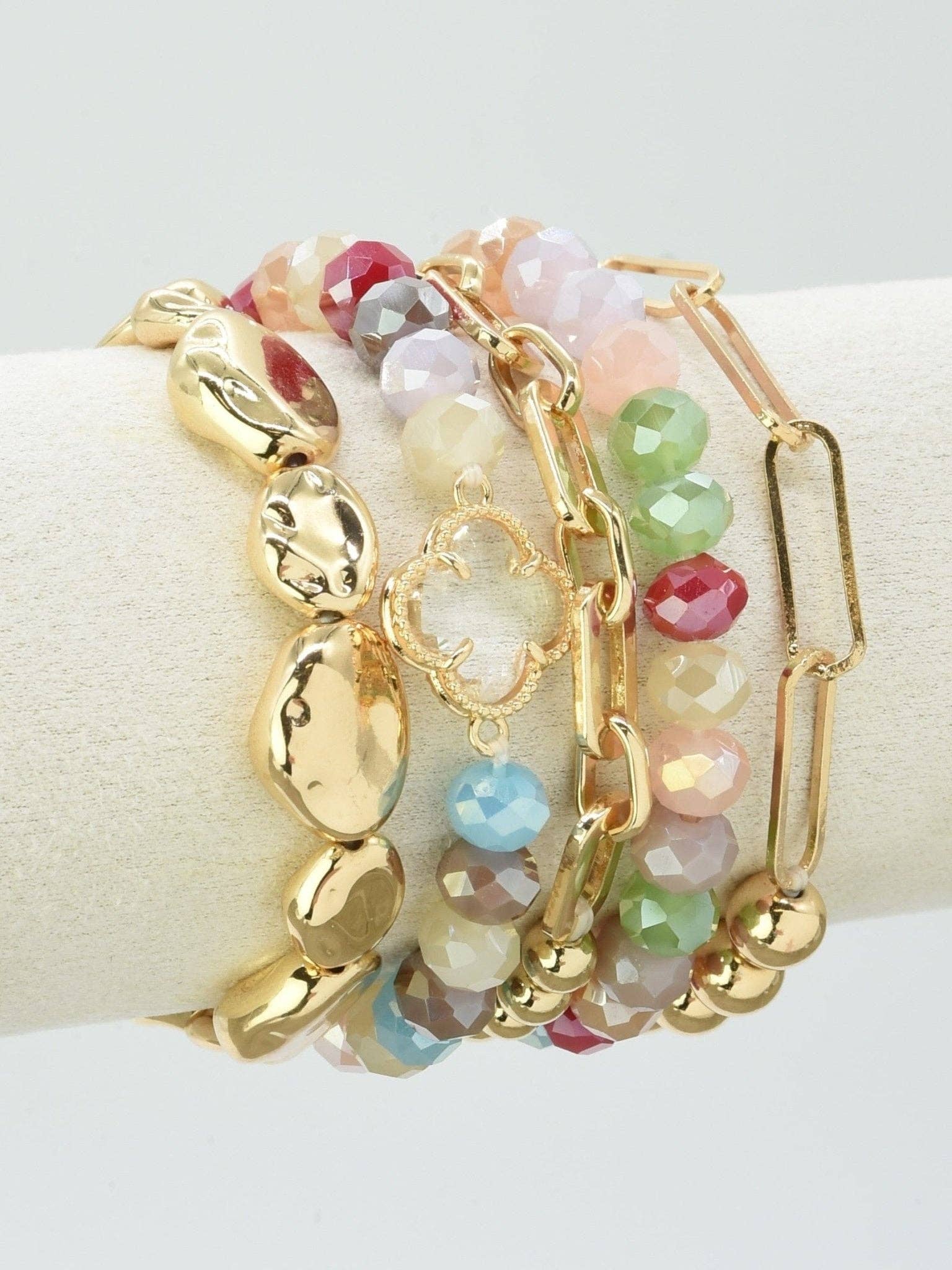 MiMi Wholesale - Vente Parures de bijoux - Bracelet de parure de bijoux avec accent de trèfle perlé16
