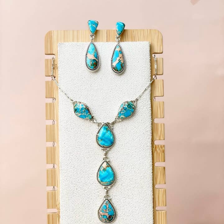 Krush Kandy - Wholesale Jewelry Set - Desert Blue Jasper Necklace and Earring Set