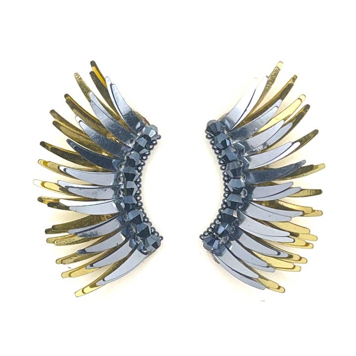 Grey Gold Angel Wing Earrings - Gold Statement Earrings for wholesale by VANI TRAPANI